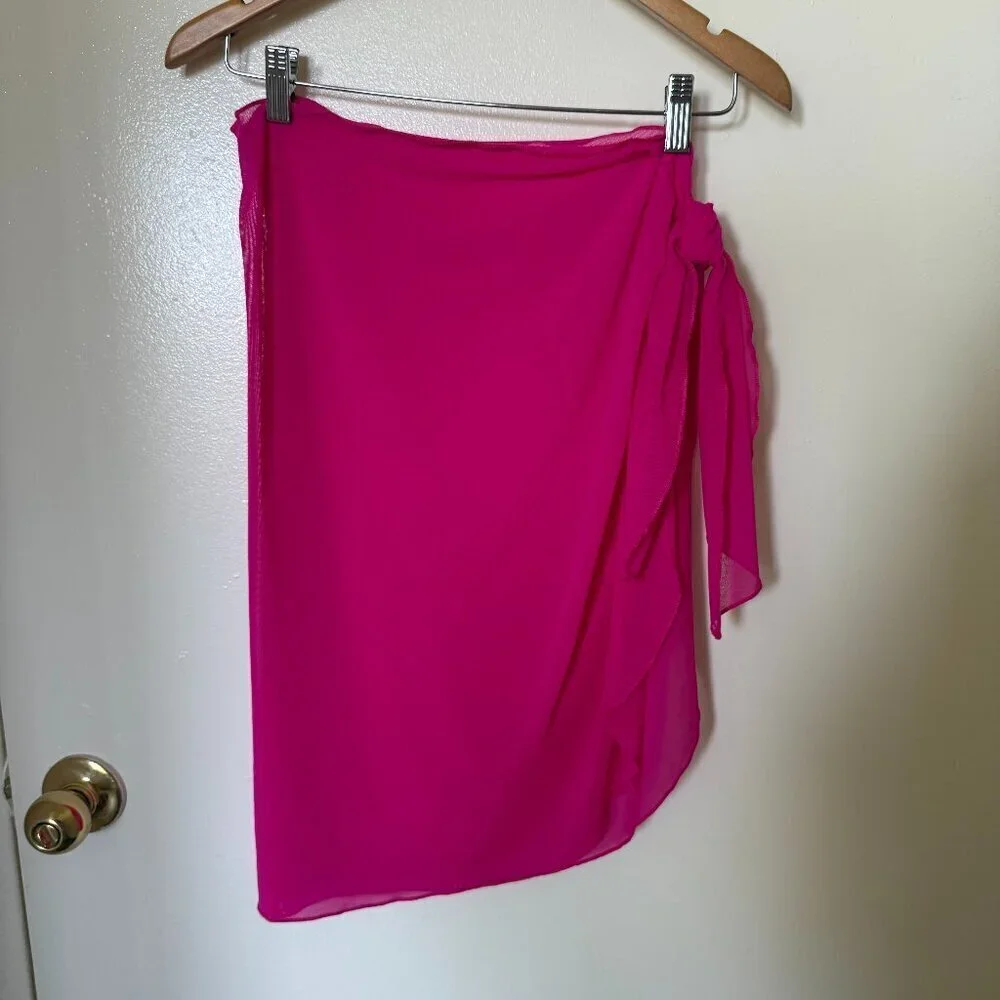 GIGI C Willa Sarong Mesh Coverup Skirt In Fuchsia Pink S​​​​
